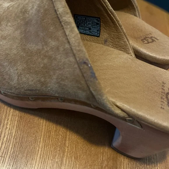 UGG Women's Tan Suede Mules - Picture 5 of 11